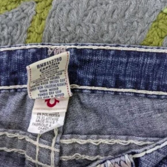 True Religion Jeans Women Size 29 Blue Becky Dark Wash Stretch Bootcut Low Rise - Picture 4 of 5